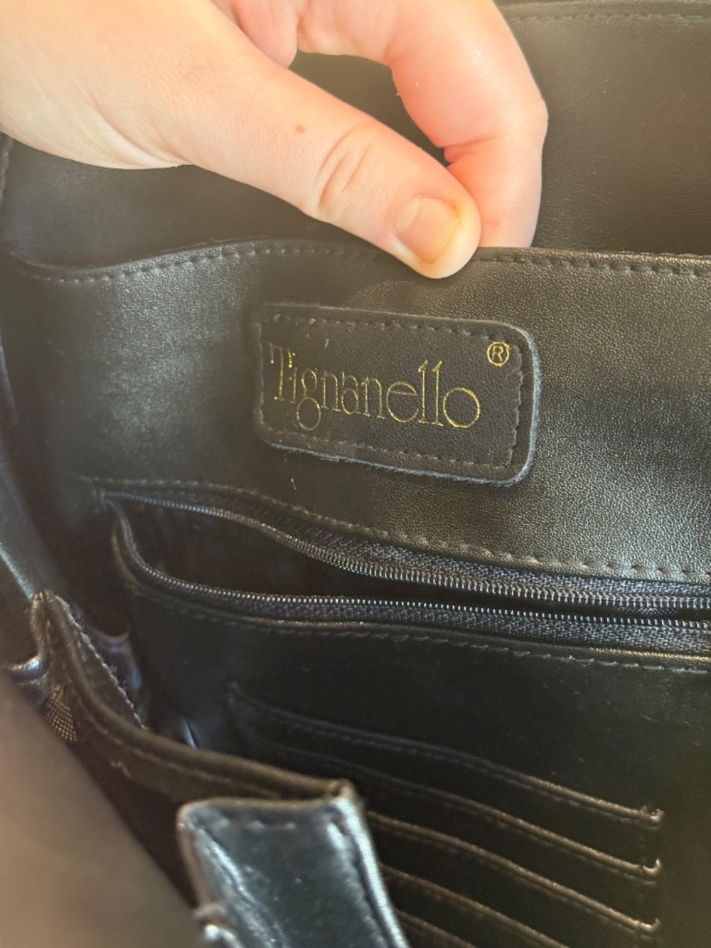 Tignanello Black Leather Backpack - Picture 5 of 7